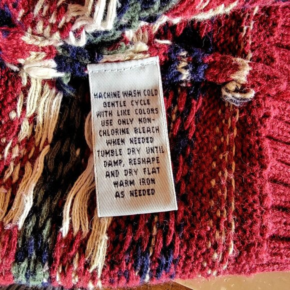 Vintage Burgundy Knit Sweater Vest With Fair Isle Pattern Sleeveless - Picture 7 of 8